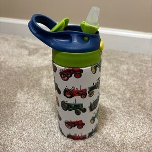 Kids Tractor Water Bottle with Blue Lid